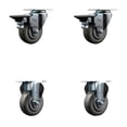 thumbnail image 1 of 3.5 Inch Gray Poly Wheel Swivel Top Plate Caster Set with 2 Posi Brakes 2 Rigid, 1 of 2