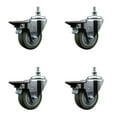 thumbnail image 1 of 3.5 Inch Gray Polyurethane ½ Inch Threaded Stem Caster Set with Brake, 1 of 2