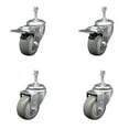 thumbnail image 1 of 3.5 Inch Gray Polyurethane Swivel 10mm Stem Caster Set 2 Total Lock Brake, 1 of 2
