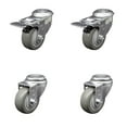 thumbnail image 1 of 3.5 Inch Gray Polyurethane Swivel Bolt Hole Caster Set with 2 Total Lock Brake, 1 of 2