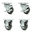 thumbnail image 1 of 3.5 Inch Gray Polyurethane Swivel Top Plate Caster Set with 2 Brake 2 Rigid SCC, 1 of 2