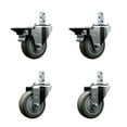 thumbnail image 1 of 3.5 Inch Gray Polyurethane Wheel Swivel 3/4 Inch Square Stem Caster Set 2 Brake, 1 of 2