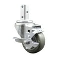 thumbnail image 1 of 3.5 Inch Gray Polyurethane Wheel Swivel 3/4 Inch Square Stem Caster with Brake, 1 of 2