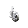 thumbnail image 1 of 3.5 Inch Gray Polyurethane Wheel Swivel 3/4 Inch Square Stem Caster with Brake, 1 of 2