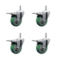 thumbnail image 1 of 3.5 Inch Green Poly Swivel 5/8 Inch Threaded Stem Caster Set Total Lock Brake, 1 of 2