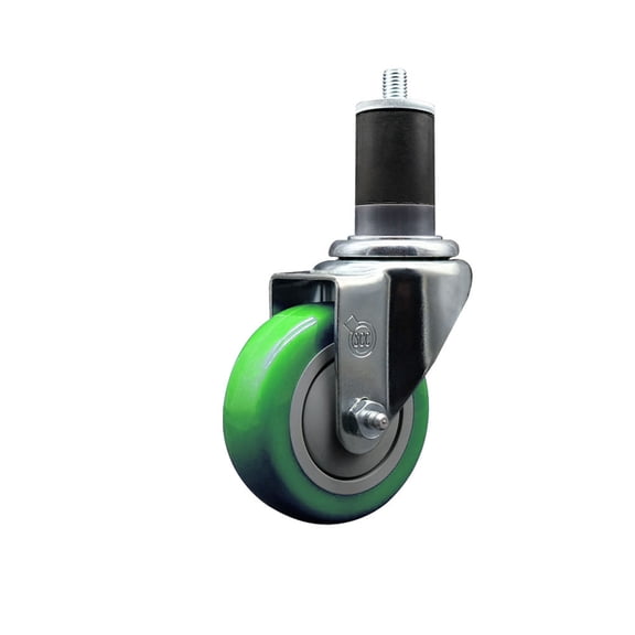 3.5 Inch Green Poly Wheel Swivel 1-5/8 Inch Expanding Stem Caster SCC