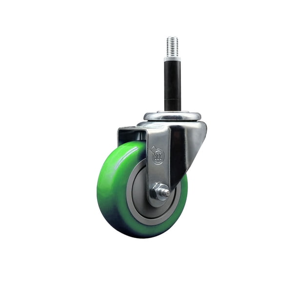 3.5 Inch Green Poly Wheel Swivel 3/4 Inch Expanding Stem Caster SCC