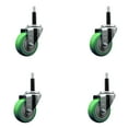 thumbnail image 1 of 3.5 Inch Green Poly Wheel Swivel 3/4 Inch Expanding Stem Caster Set SCC, 1 of 2