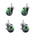 thumbnail image 1 of 3.5 Inch Green Poly Wheel Swivel 3/4 Inch Threaded Stem Caster Set 2 Brakes, 1 of 2