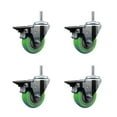 thumbnail image 1 of 3.5 Inch Green Poly Wheel Swivel 3/4 Inch Threaded Stem Caster Set with Brake, 1 of 2
