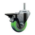 thumbnail image 1 of 3.5 Inch Green Poly Wheel Swivel 3/4 Inch Threaded Stem Caster with Brake, 1 of 2