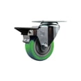 thumbnail image 1 of 3.5 Inch Green Poly Wheel Swivel Top Plate Caster Posi Brake Service Caster, 1 of 2