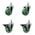 thumbnail image 1 of 3.5 Inch Green Polyurethane ½ Inch Threaded Stem Caster Set 2 Brakes SCC, 1 of 2