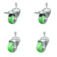 thumbnail image 1 of 3.5 Inch Green Polyurethane Swivel 3/8 Inch Stem Caster Set 2 Total Lock Brake, 1 of 2