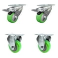thumbnail image 1 of 3.5 Inch Green Polyurethane Swivel Top Plate Caster Set 2 Lock Brake 2 Rigid SCC, 1 of 2