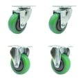 thumbnail image 1 of 3.5 Inch Green Polyurethane Swivel Top Plate Caster Set with 2 Brake 2 Rigid SCC, 1 of 2