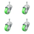 thumbnail image 1 of 3.5 Inch Green Polyurethane Wheel Swivel 10mm Threaded Stem Caster Set SCC, 1 of 2