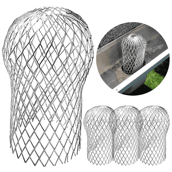 3.5 Inch Gutter Downspout Guards, 4 Pack Adjustable Aluminium Filter Strainer for Preventing Blockage Leaves Debris Drain Net Cover