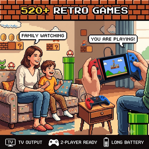 3.5-Inch HD Retro Game Console: A Portable Handheld Gaming System Supporting TV and Projector ConnectivityFeaturing Built-in 520+Classic Games, an Ideal Gift for Family Entertainment.