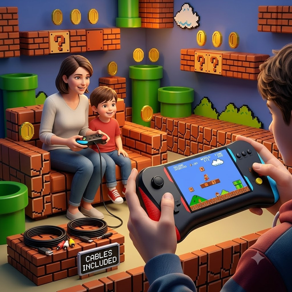 3.5-Inch HD Retro Game Console: A Portable Handheld Gaming System Supporting TV and Projector ConnectivityFeaturing Built-in 520+Classic Games, an Ideal Gift for Family Entertainment.