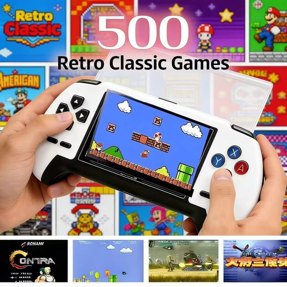 3.5-Inch HD Retro Game Console: A Portable Handheld Gaming System Supporting TV and Projector Connectivity—Featuring Built-in Classic Arcade Games, an Ideal Gift for Family Entertainment.