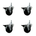 thumbnail image 1 of 3.5 Inch Hard Rubber 12MM Threaded Stem Caster Set with Brake, 1 of 2