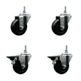 thumbnail image 1 of 3.5 Inch Hard Rubber 3/8 Inch Threaded Stem Caster Set 2 Brakes SCC, 1 of 2
