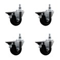 thumbnail image 1 of 3.5 Inch Hard Rubber ½ Inch Threaded Stem Caster Set with Brake, 1 of 2