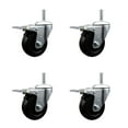 thumbnail image 1 of 3.5 Inch Hard Rubber Swivel 3/4 Inch Threaded Stem Caster Set Total Lock Brake, 1 of 2