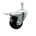 thumbnail image 1 of 3.5 Inch Hard Rubber Wheel Swivel 10mm Threaded Stem Caster Total Lock Brake, 1 of 2