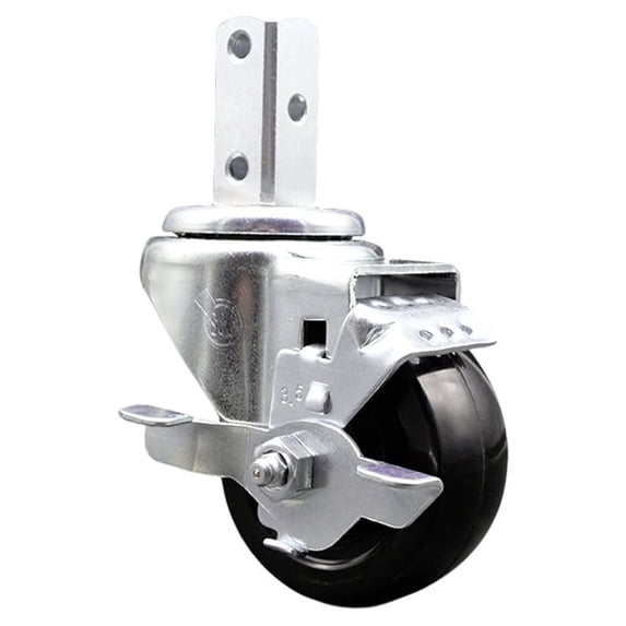 3.5 Inch Hard Rubber Wheel Swivel 3/4 Inch Square Stem Caster with Brake SCC