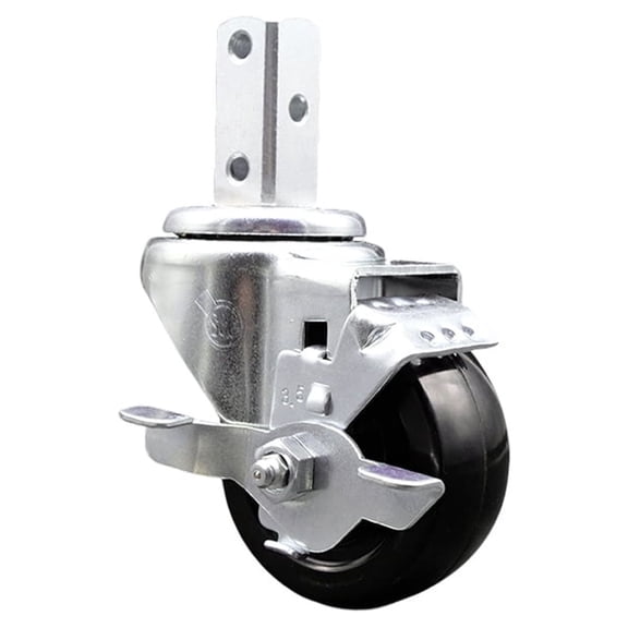 3.5 Inch Hard Rubber Wheel Swivel 3/4 Inch Square Stem Caster with Brake SCC