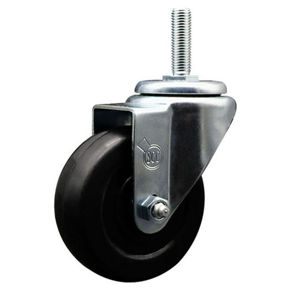 3.5 Inch Hard Rubber Wheel Swivel 3/4 Inch Threaded Stem Caster Service Caster