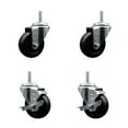 thumbnail image 1 of 3.5 Inch Hard Rubber Wheel Swivel 3/4 Inch Threaded Stem Caster Set 2 Brakes SCC, 1 of 2
