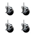 thumbnail image 1 of 3.5 Inch Hard Rubber Wheel Swivel 3/4 Inch Threaded Stem Caster Set with Brake, 1 of 2