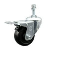 thumbnail image 1 of 3.5 Inch Hard Rubber Wheel Swivel 3/8 Inch Threaded Stem Caster Total Lock Brake, 1 of 2