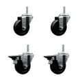 thumbnail image 1 of 3.5 Inch Hard Rubber Wheel Swivel 5/8 Inch Threaded Stem Caster Set 2 Brakes SCC, 1 of 2