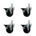 thumbnail image 1 of 3.5 Inch Hard Rubber Wheel Swivel 7/8 Inch Square Stem Caster Set with Brake SCC, 1 of 2