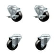 thumbnail image 1 of 3.5 Inch Hard Rubber Wheel Swivel Bolt Hole Caster Set with 2 Brake SCC, 1 of 2