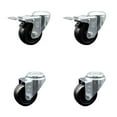thumbnail image 1 of 3.5 Inch Hard Rubber Wheel Swivel Bolt Hole Caster Set with 2 Total Lock Brake, 1 of 2