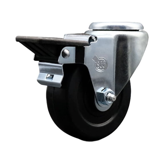 3.5 Inch Hard Rubber Wheel Swivel Bolt Hole Caster with Posi Lock Brake SCC