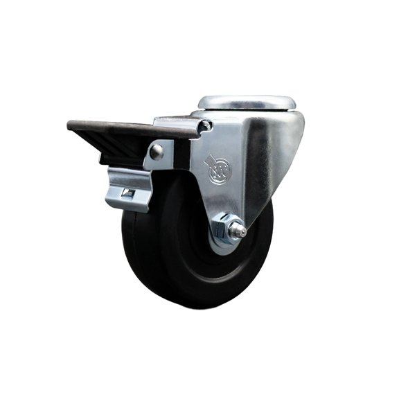 3.5 Inch Hard Rubber Wheel Swivel Bolt Hole Caster with Posi Lock Brake SCC
