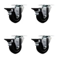 thumbnail image 1 of 3.5 Inch Hard Rubber Wheel Swivel Top Plate Caster Set Posi Brake Service Caster, 1 of 2