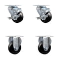 thumbnail image 1 of 3.5 Inch Hard Rubber Wheel Swivel Top Plate Caster Set with 2 Brake 2 Rigid SCC, 1 of 2