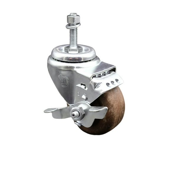 3.5 Inch High Temp Glass Filled Nylon 10mm Threaded Stem Caster with Brake SCC