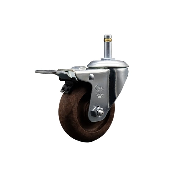 3.5 Inch High Temp Glass Filled Nylon 7/16 Inch Stem Caster with Total Lck Brake