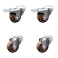 thumbnail image 1 of 3.5 Inch High Temp Glass Filled Nylon Bolt Hole Caster Set with Total Lock Brake, 1 of 2