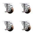 thumbnail image 1 of 3.5 Inch High Temp Glass Filled Nylon Swivel Top Plate Caster Set with Brake SCC, 1 of 2
