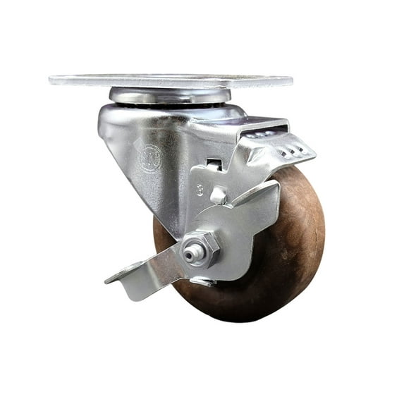 3.5 Inch High Temp Glass Filled Nylon Swivel Top Plate Caster with Brake SCC