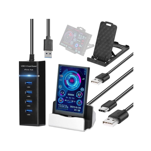 3.5 Inch IPS Display Screen USB Secondary Screen Computers CPU GPU RAM HDD Monitor Time Date Display Horizontal Vertical Screen Switch